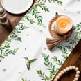 thumbnail image 3 of Spring Botanical Table Runner - 60 Inch Long Watercolor Leaves Flowers Birds Country Cotton and Linen Blended Dress Scarves Farmhouse Table Runner for Kitchen Dining, Coffee Table, 13" x 60", 3 of 8