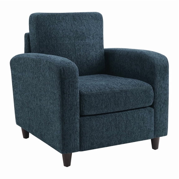 Venus Club Chair in Indigo Fabric and Medium Espresso Legs