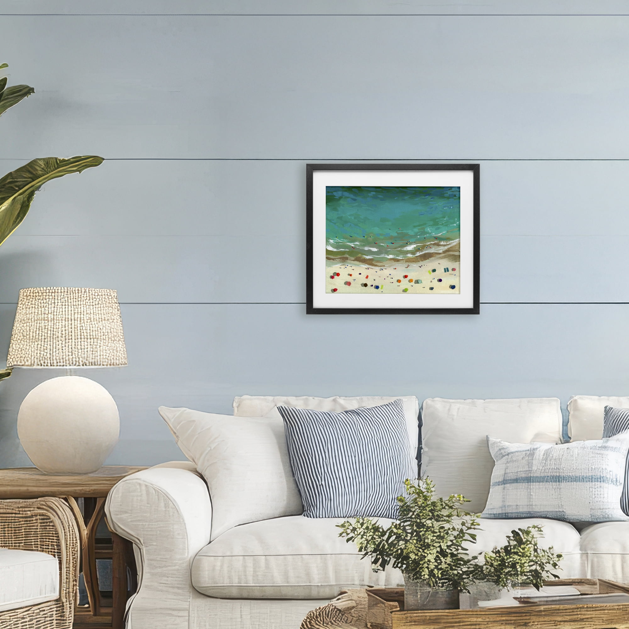 Stupell Industries Aerial Turquoise Shoreline Black Framed Print Under Glass, design by Brook Page