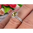 thumbnail image 3 of 2.50 Carat 8x6mm Oval Cut Champagne Diamond Moissanite Wedding Anniversary Gift Bridal Set Engagement Ring On 10k White Gold With Matching Band Art Deco Vintage Look, 3 of 5