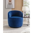 thumbnail image 2 of Velvet Swivel Accent Barrel Chair, Modern Upholstered Lounge Chair Armchair with Black Metal Ring Comfy Round Single Sofa Chair Leisure Club Chair with 360 Degree Swiveling for Living Room Office Blue, 2 of 7