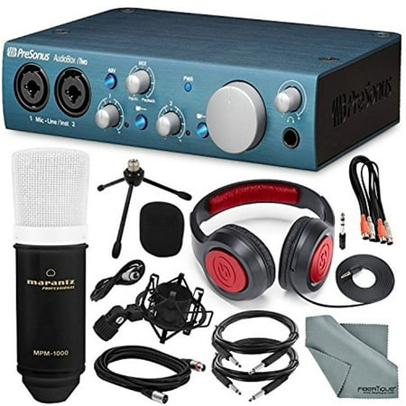 PreSonus AudioBox iTwo USB 2.0 & iPad MIDI/Audio Recording Interface and Delxue Bundle w/ Condenser Microphone + Closedback Headphones +