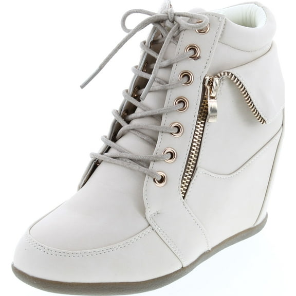 Static Footwear Womens Peter-30 Lace Up Hidden Wedge High Top Fashion Sneakers