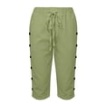 thumbnail image 5 of Kinrui Womens White Linen Capris Lightweight Summer Casual Beach Crop Trousers Mint Green XL, 5 of 8