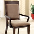 thumbnail image 3 of 18 Inch Ribbed Wood Frame Arm Chair, Walnut, Set Of 2 - Saltoro Sherpi, 3 of 3