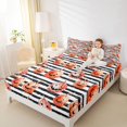 thumbnail image 3 of Homewish Watercolor Horror Pumpkin Queen Sheets for Kids, Orange Black Stripe Queen Sheet Sets, 4pcs, 1 Flat Sheet, 1 Fitted Sheet and 2 Pillowcases, 3 of 5