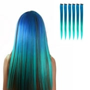 Neptune Teal Blue/Aqua Ombre 6 Pack Clip-in Hair Extensions