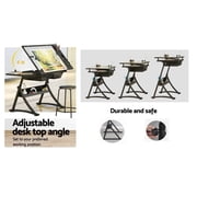 Glass Drafting Table Art Desk – Adjustable Professhional Artwork Drawing Drafting Table Desk, Glass-Topped Art Table for Craft Station Studio– Black