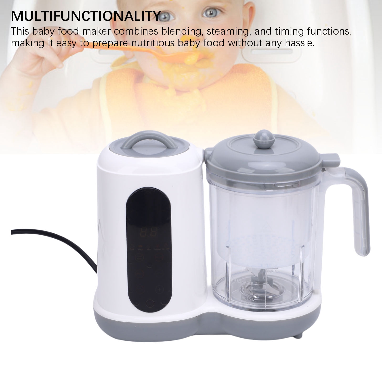 Riousery Baby Food Maker Auto Cooking Grinding Baby Steamer and Blender with Timer Large Capacity (11 x 8.3 x 4.7 inches / 28 x 21 x 12 cm)
