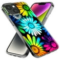 thumbnail image 2 of MUNDAZE Apple iPhone 11 Pro Max Neon Rainbow Daisy Glow Colorful Daisies Baby Blue Pink Yellow White Double Layer Phone Case Cover, 2 of 5