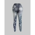 thumbnail image 4 of LovelyWholesale Mid Waist Imitation Denim Skinny Stretchy Women's Pants, 4 of 5