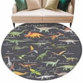thumbnail image 6 of Grey Dinosaur Round Rug 5ft Washable Circle Kitchen Rugs Non Slip Vintage Letters Farm Animals Large Area Rug Indoor Floor Carpet for Bedroom Living Room Home Office Dining Room Nursery, 6 of 8