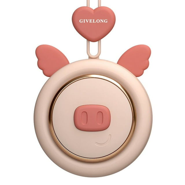 Mini Cooling Fan Bladeless Hands-free Easy To Carry Quiet Operation ABS Cartoon Three Adjustable Speeds USB Charging