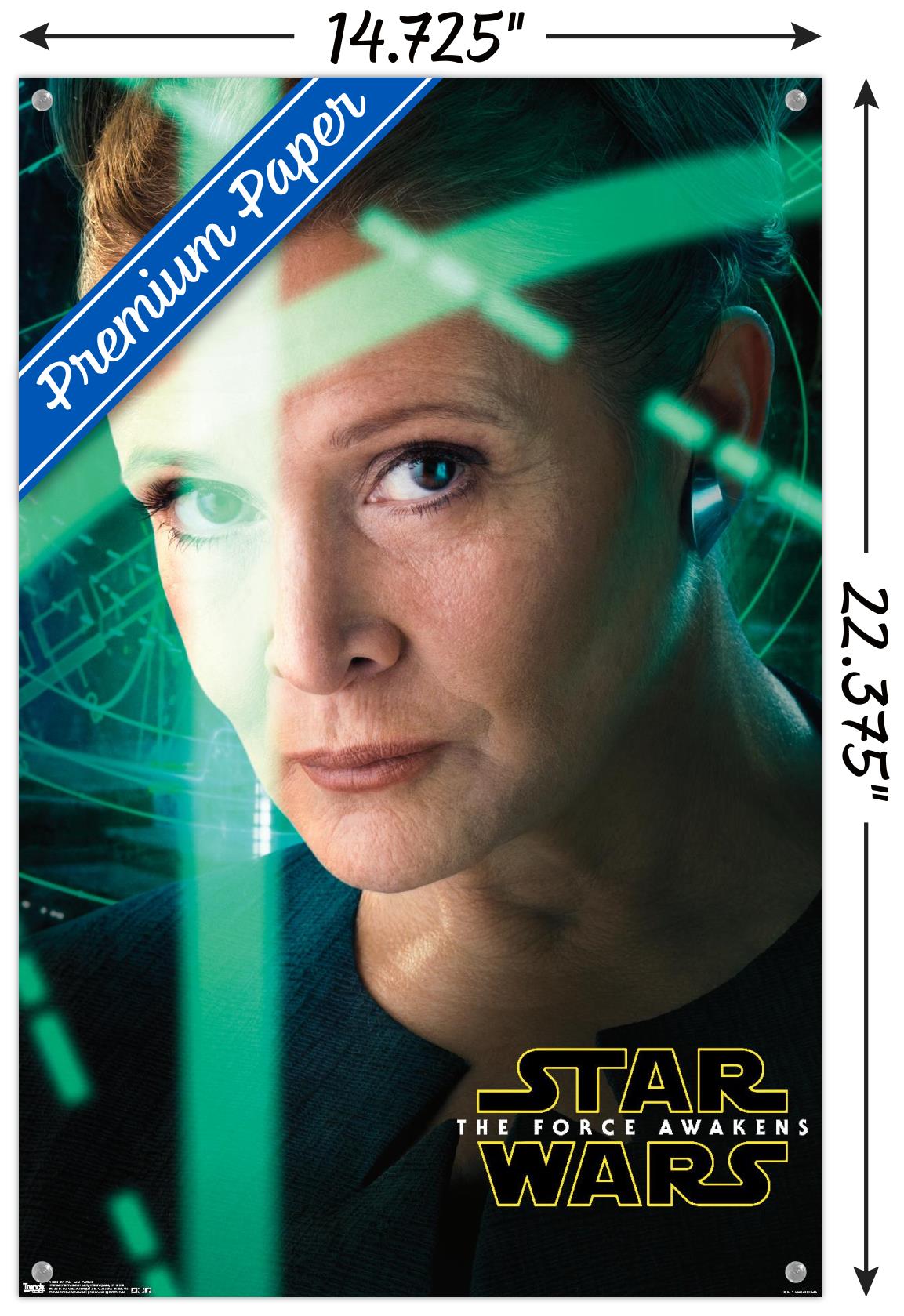 Star Wars: The Force Awakens - Leia Portrait Wall Poster with Push Pins, 14.725" x 22.375"
