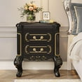 thumbnail image 3 of Tribesigns 20" Black Nightstand, Classic Carved Wood End Table with 2 Drawers for Bedroom, 3 of 7