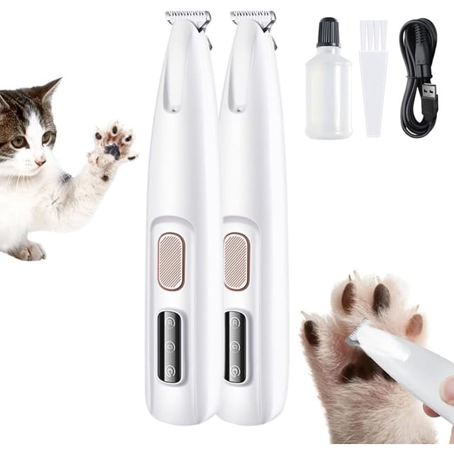 Cat Trimmer,2025 Upgrade Micro Precision Trimmer, Multifunctional Pet Hair Clippers with LED Light, Low Noise Waterproof Rechargeable Paw Trimmer for Paws, Ears, Rump, Face, Eyes