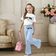 thumbnail image 2 of 2 Piece Sets for Girls Short Sleeve Letter Print T-Shirt Top and Flared Pants Set Girls Summer Clothes Size 8-9 Years Girls Outfits, 2 of 5