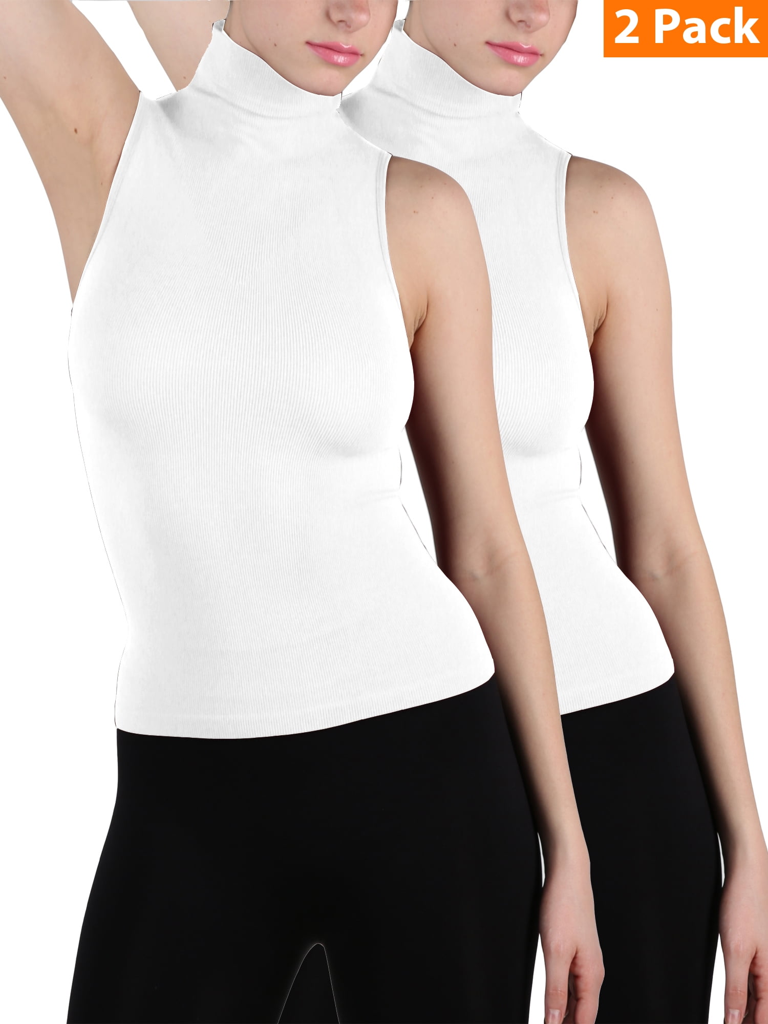 sleeveless ribbed mock turtleneck