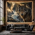 thumbnail image 6 of Wolf with Waterfall in Misty Forest Majestic Digital Art for Wildlife Fans Animal Kingdom Art Housewarming Gift Tapestry Wall Hanging for Bedroom and Living Room, 6 of 7
