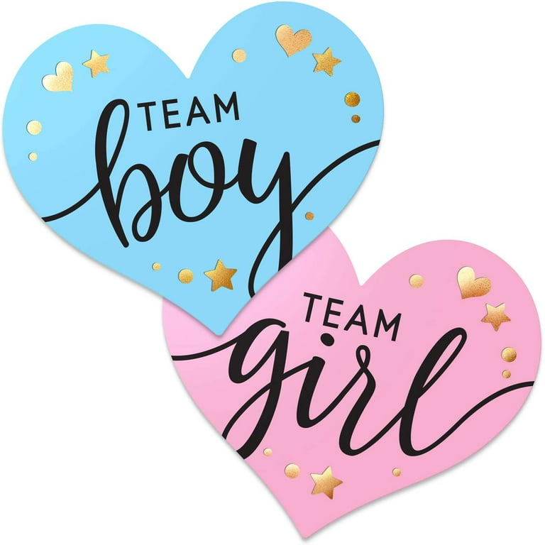 2.25 Gender Reveal Stickers for Party Invitations and Voting Games (80  Count) - Team Boy and Team Girl Labels with Gold Foil for Reveal Parties  and Baby Showers