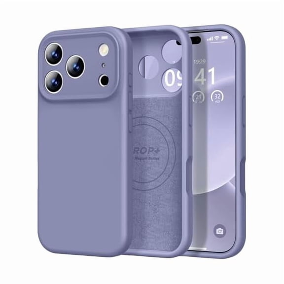 ZHU997 Magnetic Compatible with iPhone 17 Pro Max Case (Compatible with Magsafe) (Upgraded Camera Protection) Liquid Silicone Shockproof Full Body Protective Phone Cover for Women Men, Lavender Grey