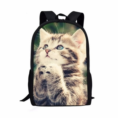 FKELYI Praying Cat Cute Backpack for Boys and Girls 7-10 Waterproof Teen Girls School Bag Storage Casual Travel & Camping Backpack