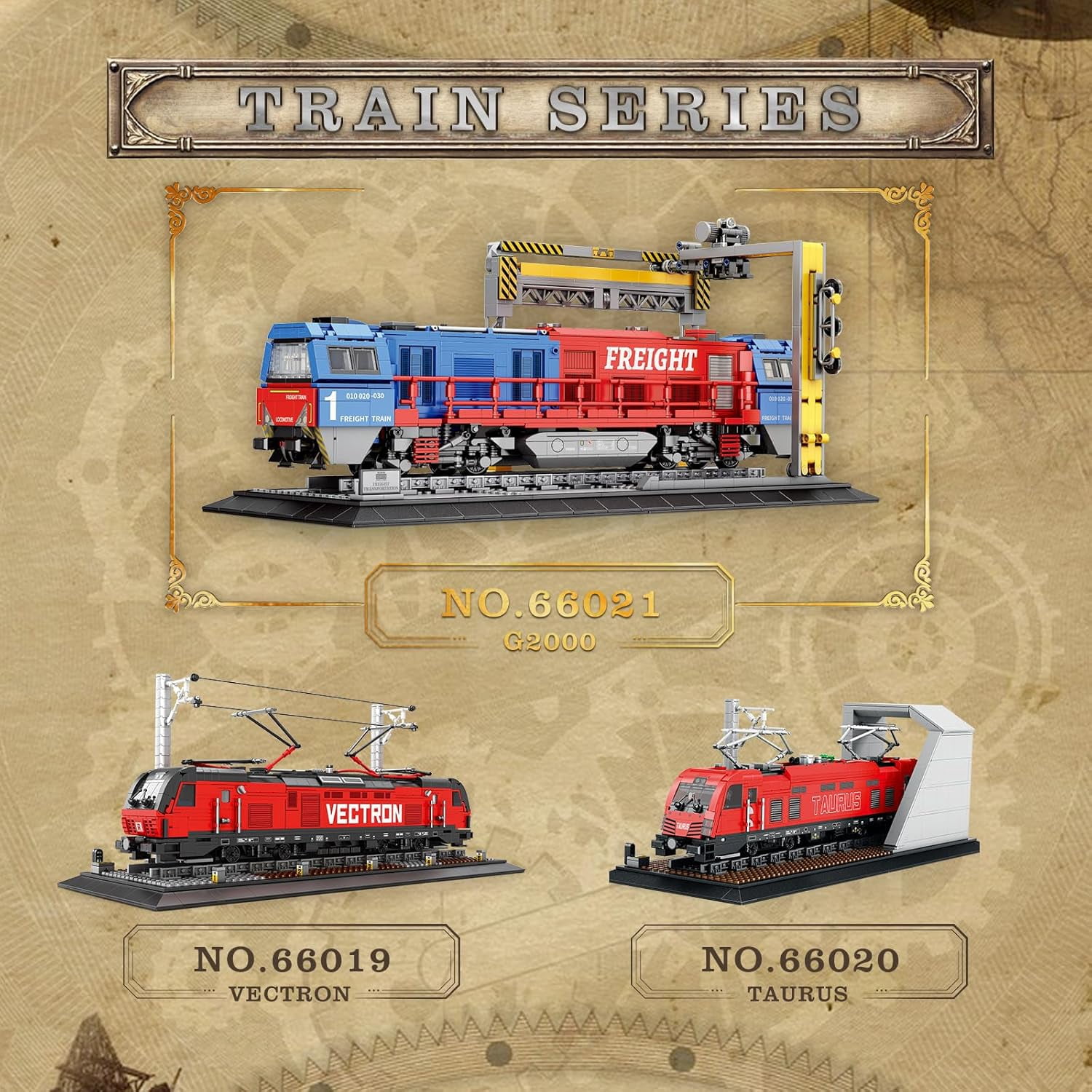 Train Building Sets with Base,G2000 Freight Train,Locomotive City Truck Model Kit 66021,Model for Adult Car Lovers,Gift Ideas for Girls Boys Home Décor,1980 PCS