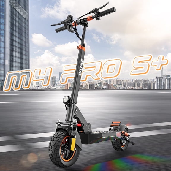 Electric Scooter Adult with Seat, Foldable E-Scooters for Adults with 10" Off-road Pneumatic Tires, 800W Motor, LED Headlights, Double Brake System Black