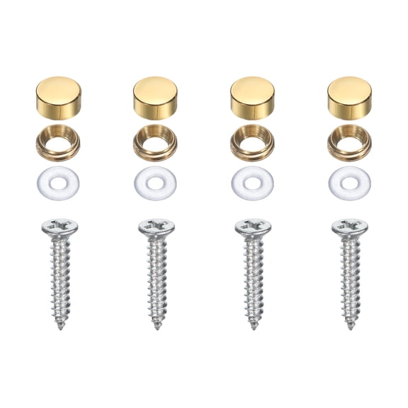 4 Pack Brass Decorative Screws with Caps, 10mm Mirror Screws Cover, Gold Tone