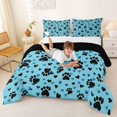 thumbnail image 3 of Homewish Cartoon Dog Paws Full Size Comforter Sets,Pet Lover Bedding Comforter Set,Blue,Black Reversible,3pcs,1 Comforter and 2 Pillowcases, 3 of 7