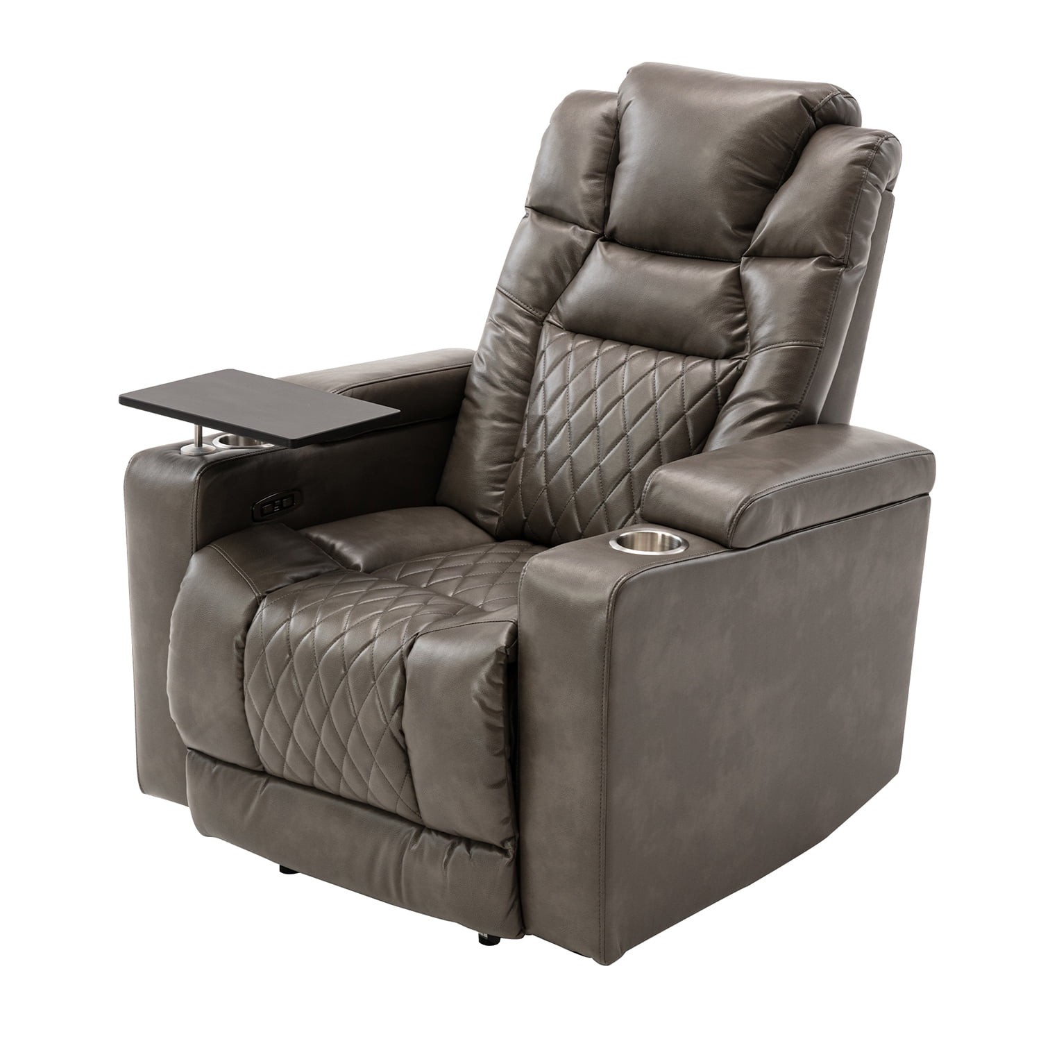 Kadyn Power Motion Recliner, Metal Recliner Chair with USB Charging Port and Hidden Arm Storage, Home Recliner with 2 Convenient Cup Holders Design and 360° Swivel Tray Table, Grey Kadyn Power Motion Recliner, Metal Recliner Chair with USB Charging Port and Hidden Arm Storage, Home Recliner with 2 Convenient Cup Holders Design and 360° Swivel Tray Table, Grey