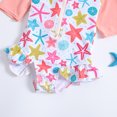 thumbnail image 4 of Little Girls Bathing Suits Summer Long Sleeve Girls Cartoon Prints Ruffles Surf Swimwear Swimsuit Bikini UPF+ 50 Beach Bathing Suit,6-12 Months, 4 of 5