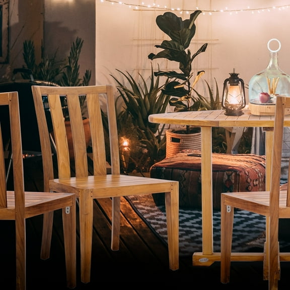 Teak Wood Boston Outdoor Patio Dining Side Chair, A-Grade Teak Wood