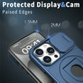 thumbnail image 5 of for iPhone 14 Pro Case, Frosted PC Compatible with MagSafe Built-in 360 Rotatable Invisible Kickstand Sliding Window Camera Cover Military Grade Protection Case for iPhone 14 Pro, Blue, 5 of 6