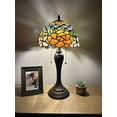 thumbnail image 2 of Tiffany Table Lamp Red Orange Blue Stained Glass Rose Flowers LED Bulbs Included Pull Chain Switches for Living Room Dining Room Bedroom Bedside 12"W*12"D*22"H, 2 of 5