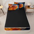 thumbnail image 4 of Erosebridal Dynamic Basketball Pattern Zipper Full Size Comforter Sets with Fitted Sheet and 2 Pillowcases,Fiery Lightning Storm Print Zipper Bedding Set,Orange Blue Gold,Black Reversible, 4 of 6