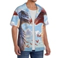 thumbnail image 2 of Fuzoiu Red And White Bird Couple Print Men's Casual Short,Men's Short Sleeve Shirt,Mens Casual Button Down Shirts,Cuban Collar Summer Shirt for Beach, Vacation, and Outdoor Activities-XX-Large, 2 of 5