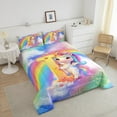 thumbnail image 4 of Erosebridal Initial Letter I Bedding Twin Comforter Set, Rainbow Unicorn Down Comforter, Monogrammed Reversible Comforter Sets Twin Size, Super Cozy Room Decoration, 2pcs, 4 of 8