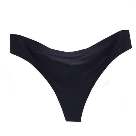 

Tangnade Ladies casual underwear bra Women Invisible Underwear Briefs G-Strings Ice Silk Seamless Crotch Black M