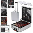 thumbnail image 1 of Ktaxon 1199 Pcs Hand Tool Kit, Aluminium Tool Box with Wheels, Silver, 1 of 9