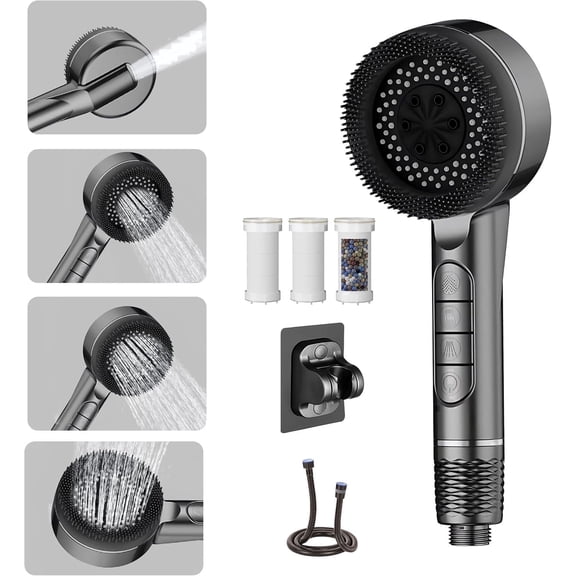 Ion Drops Filtered Showerhead with Handheld, High Pressure Shower Head with Filter, Water Softener for Hard Water-Remove Chlorine, Reduces Dry Itchy Sk