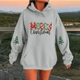 thumbnail image 2 of Telankuip Merry Christmas Hoodie for Women Cute Christmas Tree Drop Shoulder Hooded Sweatshirts Funny Xmas Holiday Party Loose Long Sleeve Drawstring Pullover Tops Grey S, 2 of 4