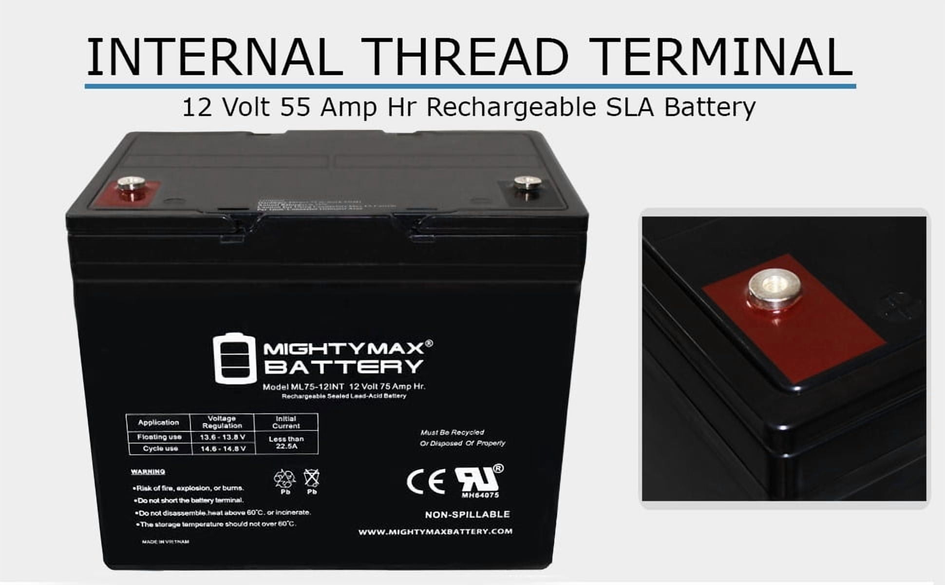 12V 75Ah INT Battery Replacement for AGM BCI Group 65 Car and Truck
