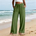 thumbnail image 2 of RFQWOVSR Women's High Waist Drawstring Wide Leg Linen Pants with Pockets Loose Fit Casual Summer Trousers M, 2 of 4