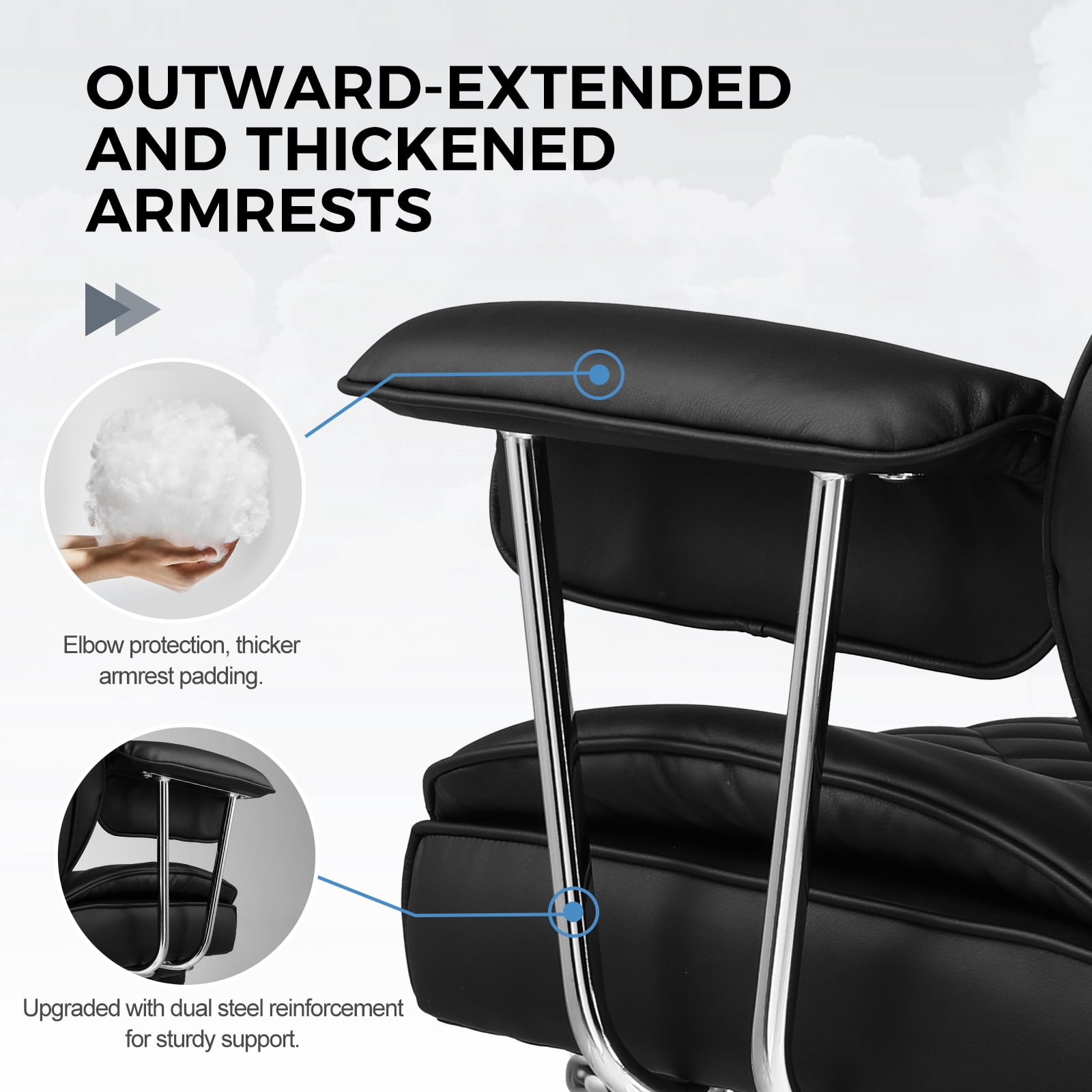 EXRACING Ergonomic Big and Tall PU Leather Gaming Chair with Footrest, Black