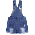 thumbnail image 2 of KIDSCOOL Girls Denim Jeans Shortalls Jumpsuit Ripped Raw Hem Overall Shorts,Blue,11-12 Years, 2 of 8