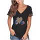 thumbnail image 1 of Blusa de manga corta de encaje informal con cuello en V de verano para mujer Fridja  bn7988, 1 of 8