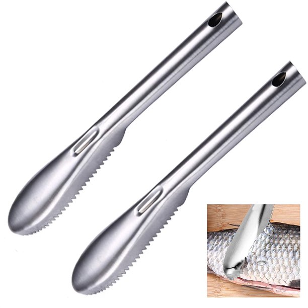 2 piezas de escamas de pescado, escamas de pescado, removedor de escamas de pescado de acero inoxidable, cepillo escamador de pescado para pelar escamas rápidas Vhermosa YQ-2157