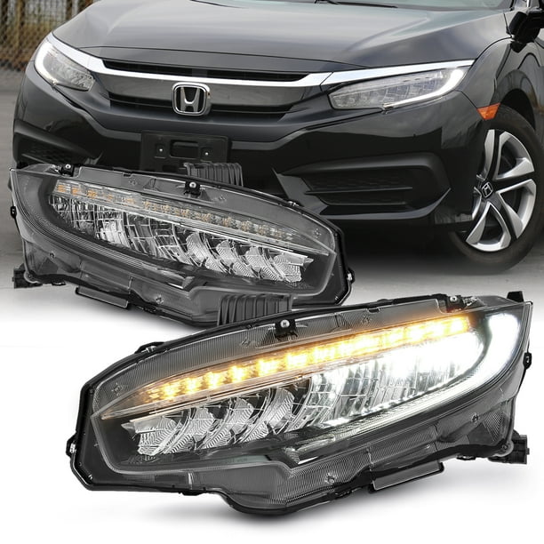 Vedrørende oversætter fond Type-R Style] Fit 16-21 Honda Civic LX | EX | Si FULL LED SEQUENTIAL  Headlights - Walmart.com