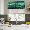 thumbnail image 4 of Turquoise Ombre Curtain Valances for Windows, Kitchen Valance Window Treatments Panel 2 Pack, Teal Aurora Iceland Scenery Rod Pocket Short Curtains for Bathroom Bedroom 54 x 18 Inch, 4 of 8